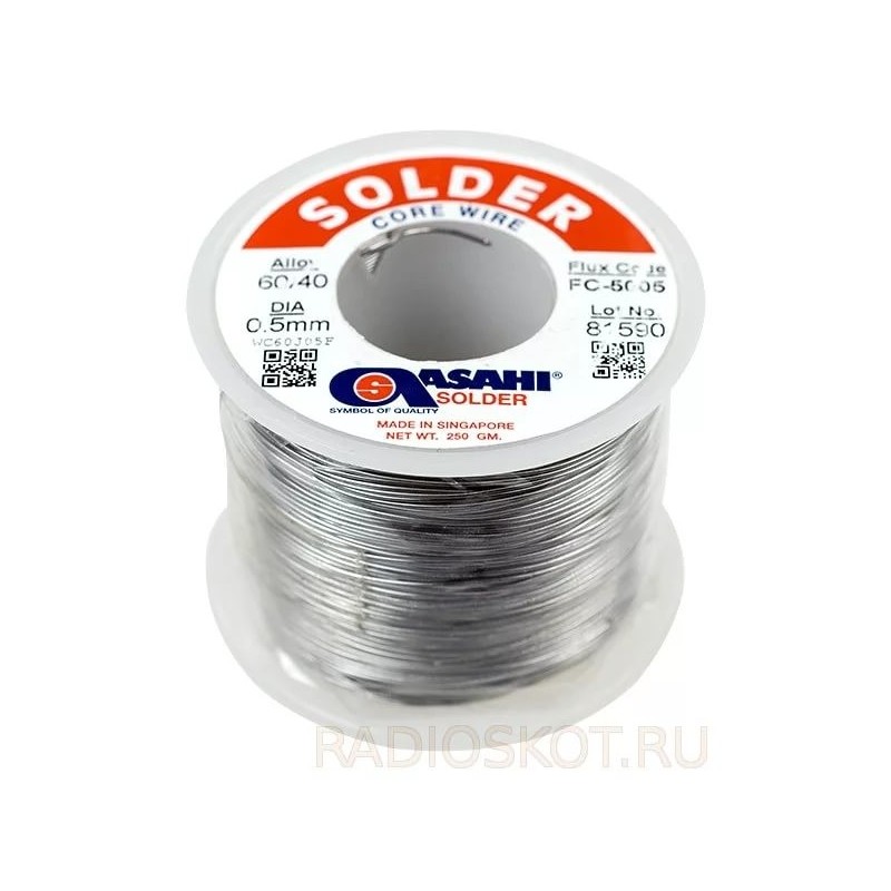 Припой Asahi Sn63/Pb37 0,25мм с флюсом FC5005...