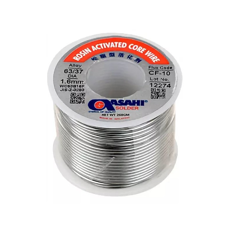 Припой Asahi Sn63/Pb37 1,6мм с флюсом CF10 0,5кг