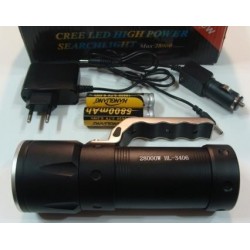 Фонарь аккум. HANGLIANG HL-3406 28000W 2x18650 12/220v