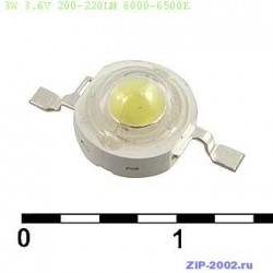 Мощные светодиоды 3W 3.6V 200-220LM 6000-6500K